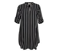 Midikleid KAFFE CURVE "Damen Kleid KCmilana", Damen, Gr. 42, N-Gr, schwarz (schwarz, chalk stripe), Obermaterial: 100% Viskose LENZING ECOVERO CV LenzEcov., Kleider Midikleid (40623412-42) schwarz, ch