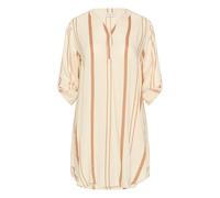 Midikleid KAFFE CURVE "Damen Kleid KCmilana", Damen, Gr. 52, N-Gr, beige (birch, woodsmoke stripes), Obermaterial: 100% Viskose LENZING ECOVERO CV LenzEcov., Kleider Midikleid (12216568-52) birch, woo