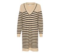 Midikleid KAFFE "Damen Kleid KAjuno", Damen, Gr. L, N-Gr, beige (feather gray mel, schwarz stripe), Obermaterial: 45% Polyester PES. 38% Nylon NY. 10% Polyacryl PAN. 5% Wolle mw. 2% Elasthan EL., Klei