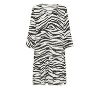 Midikleid KAFFE "Damen Kleid KAlea", Damen, Gr. 40, N-Gr, weiß (chalk, schwarz animal), Obermaterial: 100% Viskose LENZING ECOVERO CV LenzEcov., Kleider Midikleid (28260764-40) chalk, schwarz animal