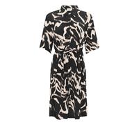 Midikleid KAFFE "Damen Kleid KAmartha", Damen, Gr. 44, N-Gr, schwarz (schwarz, nature organic lines), Obermaterial: 50% Viskose CV. 50% Viskose LENZING ECOVERO CV LenzEcov., Kleider Midikleid (8269773