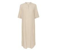 Midikleid KAFFE "Damen Kleid KAmilia", Damen, Gr. 36, N-Gr, beige (chinchilla, chalk stripe), Obermaterial: 70% Viskose CV. 30% Leinen LI., Kleider Midikleid (13251165-36) chinchilla, chalk stripe