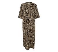 Midikleid KAFFE "Damen Kleid KAmilia", Damen, Gr. 36, N-Gr, beige (chinchilla, schwarz animal print), Obermaterial: 70% Viskose CV. 30% Leinen LI., Kleider Midikleid (30210504-36) chinchilla, schwarz 