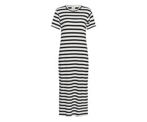 Midikleid KAFFE "Kleid KAellen", Damen, Gr. L, N-Gr, weiß (chalk, schwarz stripes), Obermaterial: 45% Polyester PES. 25% Baumwolle CO. 25% Viskose CV. 5% Elasthan EL., Kleider Midikleid (30300757-L) c