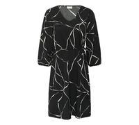 Midikleid KAFFE "Kleid KAkatrine", Damen, Gr. S, N-Gr, schwarz (schwarz, chalk graphic lines), Obermaterial: 98% Polyester PES. 2% Elasthan EL., Kleider Midikleid (24917445-S) schwarz, chalk graphic l