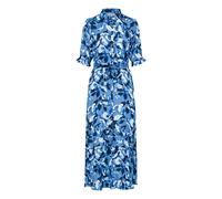 Midikleid KAFFE "Kleid KAvelana", Damen, Gr. 40, N-Gr, blau (blau blurry leafs), Obermaterial: 100% Viskose LENZING ECOVERO CV LenzEcov., Kleider Midikleid (56768038-40) blau blurry leafs