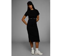 Midikleid KANGAROOS, Damen, Gr. 40/42, N-Gr, schwarz, Single Jersey, Obermaterial: 100% Baumwolle, unifarben, figurumspielend ca. Mitte Wade, Rundhals, Kleider Midikleid, im sportlichen Look aus feste