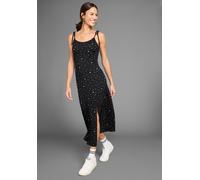 Midikleid KANGAROOS, Damen, Gr. 42, N-Gr, schwarz-weiß (schwarz, weiß), Single Jersey, Obermaterial: 95% Viskose, 5% Elasthan, bedruckt, gemustert, gepunktet, Kleider Midikleid, mit Spaghetti-Trägern 