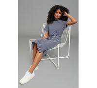 Midikleid KANGAROOS, Damen, Gr. 44/46, N-Gr, marine, weiß, gestreift, Single Jersey, Obermaterial: 100% Baumwolle, figurumspielend ca. Mitte Wade, Rundhals, Kleider Midikleid, im sportlichen Look aus
