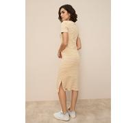 Midikleid KANGAROOS, Damen, Gr. 48/50, N-Gr, sanftes weiß, senf, Rippware, Obermaterial: 95% Baumwolle, 5% Elasthan, figurbetont ca. Mitte Wade, Rundhals, abgesteppte Kante, Kleider Midikleid, Midikle