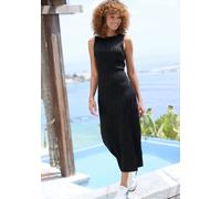 Midikleid LASCANA, Damen, Gr. 42, N-Gr, schwarz, Stoff, Obermaterial: 95% Polyester, 5% Elasthan, unifarben, figurbetont wadenlang, Rundhals, Kleider Midikleid, mit Strukturmuster, enges Kleid, figurb
