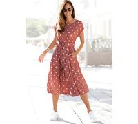 Midikleid LASCANA Gr. 34, N-Gr, beige (marsala, creme, bedruckt) Damen Kleider (44903337-34) marsala, creme, bedruckt