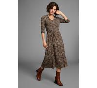 Midikleid LAURA SCOTT, Damen, Gr. 44, N-Gr, schwarz (schwarz, gemustert), Jersey, Obermaterial: 95% Viskose, 5% Elasthan, animal-print, gemustert, figurumspielend wadenlang, V-Ausschnitt, Kleider Midi