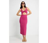 Midikleid LSCN BY LASCANA, Damen, Gr. 36, N-Gr, lila (schwarz berry), Rippware, Obermaterial: 97% Baumwolle, 3% Elasthan, unifarben, sehr figurbetont ca. Mitte Wade, Rundhals, Kleider Midikleid, aus w