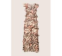 Midikleid MADELEINE "Chiffonkleid Sommerkleid mit Animal-Print", Damen, Gr. 40, N-Gr, schwarz (tabakbraun, schwarz, caramel), Obermaterial: 100% Polyester PES., Modern, figurbetont, V-Ausschnitt, Klei
