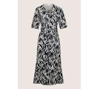 Midikleid MADELEINE "Kleid Wickelkleid mit Bindegürtel", Damen, Gr. 38, N + K Gr, schwarz (schwarz, weiß), Obermaterial: 100% Baumwolle CO., Kleider Midikleid (86012564-38) schwarz, weiß