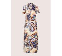 Midikleid MADELEINE "Maxikleid Druckkleid mit Paisley-Muster", Damen, Gr. 38, N-Gr, weiß (wollweiß, marone, multicolor), Obermaterial: 100% Viskose CV., Modern, figurumspielend, V-Ausschnitt, Kleider