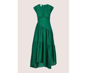 Midikleid MADELEINE "Midikleid Baumwollkleid mit Stufenrock", Damen, Gr. 40, N-Gr, grün, Obermaterial: 100% Baumwolle CO., Modern, figurumspielend, Kleider Midikleid, Kleid mit asymetrischen Stufenroc