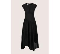Midikleid MADELEINE "Midikleid Baumwollkleid mit Stufenrock", Damen, Gr. 42, N-Gr, schwarz, Obermaterial: 100% Baumwolle CO., Modern, figurumspielend, Kleider Midikleid, Kleid mit asymetrischen Stufen