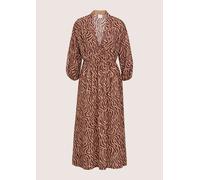 Midikleid MADELEINE "Sommerkleid Wickelkleid mit Allover-Print", Damen, Gr. 34, N-Gr, braun (toffee, marone), Obermaterial: 100% Viskose CV., Modern, figurumspielend, V-Ausschnitt, Kleider Midikleid,
