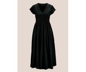 Midikleid MADELEINE "Spitzenkleid Spitzenkleid mit kurzen Ärmeln und weitem Rock", Damen, Gr. 38, N-Gr, schwarz, Obermaterial: 100% Baumwolle CO (CMIA)., Modern, ausgestellt, Kleider Midikleid (120202