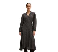 Midikleid MARC O'POLO "aus fließender Viskose", Damen, Gr. 38, Normalgrößen, 3/4 Arm, schwarz (medium braun), Obermaterial: 100% Viskose, bedruckt, regular fit wadenlang, V-Ausschnitt, Bündchen, Kleid