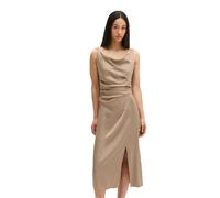 Midikleid MARC O'POLO "aus hochwertigem Sleeky-Viskose-Mix", Damen, Gr. 46, Normalgrößen, sandpaper, Obermaterial: 96% Viskose, 4% Elasthan, unifarben, regular fit wadenlang, Rundhals, Kleider Midikle