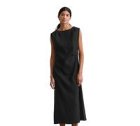 Midikleid MARC O'POLO "aus Leinen-Viskose-Stretch", Damen, Gr. 36, Normalgrößen, schwarz (m990), Obermaterial: 55% Leinen, 42% Viskose, 3% Elasthan, unifarben, figurbetont wadenlang, Rundhals, Kleider