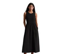 Midikleid MARC O'POLO "aus TENCEL™ Lyocell-Leinen-Mix", Damen, Gr. 32, Normalgrößen, schwarz (m990), Obermaterial: 90% Lyocell, 10% Leinen, unifarben, weit wadenlang, Rundhals, Kleider Midikleid (3160