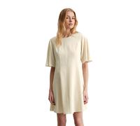 Midikleid MARC O'POLO "aus TENCEL™ Lyocell-Leinen-Mix", Damen, Gr. 38, Normalgrößen, beige (m195), Obermaterial: 90% Lyocell, 10% Leinen, unifarben, weit kurz, Rundhals, Kleider Midikleid (97988059-38