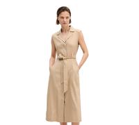 Midikleid MARC O'POLO "aus Viskose-Leinen-Stretch", Damen, Gr. 42, Normalgrößen, sandpaper, Obermaterial: 53% Leinen, 45% Viskose, 2% Elasthan, unifarben, weit wadenlang, Kleider Midikleid (64102358-4