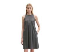 Midikleid MARC O'POLO "aus Viskose-Leinen-Stretch", Damen, Gr. 44, Normalgrößen, oxide grau, Obermaterial: 53% Leinen, 45% Viskose, 2% Elasthan, unifarben, regular fit wadenlang, Rundhals, Kleider Mid