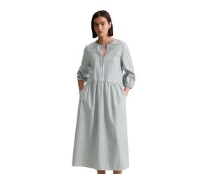 Midikleid MARC O'POLO DENIM "aus Baumwoll-Dobby", Damen, Gr. XS, Normalgrößen, light grün, Obermaterial: 100% Baumwolle, gestreift, regular fit wadenlang, Rundhals, Bündchen, Kleider Midikleid (736335