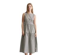 Midikleid MARC O'POLO DENIM "aus gestreifter Papertouch-Popeline", Damen, Gr. S, Normalgrößen, grau (schwarz braun), Obermaterial: 100% Baumwolle, gestreift, regular fit wadenlang, normaler Saum, Klei