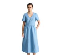 Midikleid MARC O'POLO DENIM "aus Leinen-Baumwolle-Mix", Damen, Gr. S, Normalgrößen, light blau, Obermaterial: 56% Leinen, 44% Baumwolle, unifarben, regular fit wadenlang, V-Ausschnitt, normaler Saum, 