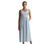 Midikleid MARC O'POLO DENIM "aus Papertouch-Popeline", Damen, Gr. L, Normalgrößen, medium blau, Obermaterial: 100% Baumwolle, gestreift, weit kurz, V-Ausschnitt, normaler Saum, Kleider Midikleid (2882