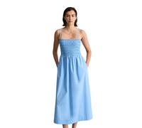 Midikleid MARC O'POLO DENIM "aus Papertouch-Popeline", Damen, Gr. M, Normalgrößen, flaxflower blau, Obermaterial: 100% Baumwolle, unifarben, slim fit wadenlang, Kleider Midikleid (93019518-M) flaxflow