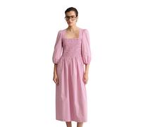Midikleid MARC O'POLO DENIM "mit gesmoktem Oberteil", Damen, Gr. S, Normalgrößen, light pink, Obermaterial: 69% Baumwolle, 31% Lyocell, gestreift, regular fit wadenlang, Manschette, Kleider Midikleid