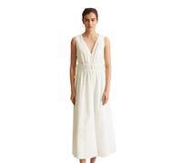 Midikleid MARC O'POLO DENIM "mit Ton-in-Ton-Streifenmuster", Damen, Gr. XL, Normalgrößen, silky weiß, Obermaterial: 100% Baumwolle, unifarben, figurbetont wadenlang, V-Ausschnitt, Kleider Midikleid (4