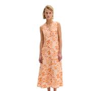 Midikleid MARC O'POLO "mit Allover-Print", Damen, Gr. 40, Normalgrößen, ohne Ärmel, orange (medium orange), Obermaterial: 100% Leinen, unifarben, weit wadenlang, V-Ausschnitt, normaler Saum, Kleider M