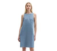 Midikleid MARC O'POLO "mit Eingrifftaschen", Damen, Gr. 40, Normalgrößen, blau (bright sea), Obermaterial: 100% Leinen. Futter: 100% Baumwolle, unifarben, figurbetont knielang, Rundhals, Kleider Midik
