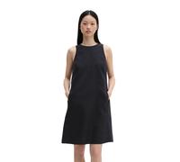 Midikleid MARC O'POLO "mit Eingrifftaschen", Damen, Gr. 42, Normalgrößen, deep night blau, Obermaterial: 100% Leinen. Futter: 100% Baumwolle, unifarben, figurbetont knielang, Rundhals, Kleider Midikle