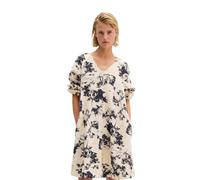 Midikleid MARC O'POLO "mit gerafftem Ausschnitt", Damen, Gr. 34, Normalgrößen, sanftes weiß, Obermaterial: 100% Leinen, bedruckt, loose fit knielang, V-Ausschnitt, Kleider Midikleid (23327500-34) sanf