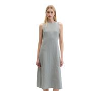 Midikleid MARC O'POLO "mit nahtfeinem Reißverschluss", Damen, Gr. 34, Normalgrößen, quiet sea, Obermaterial: 100% Leinen; Futter: 100% Baumwolle, unifarben, slim fit wadenlang, Rundhals, Kleider Midik