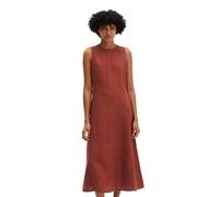 Midikleid MARC O'POLO "mit nahtfeinem Reißverschluss", Damen, Gr. 38, Normalgrößen, tall poppy, Obermaterial: 100% Leinen; Futter: 100% Baumwolle, unifarben, weit wadenlang, Rundhals, normaler Saum, K
