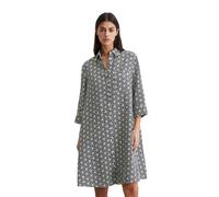 Midikleid MARC O'POLO "mit Print-Muster", Damen, Gr. 36, Normalgrößen, weiß (mf56), Obermaterial: 100% Leinen; Futter: 100% Nicht verfügbar, bedruckt, relaxed fit knielang, Manschette, Kleider Midikle