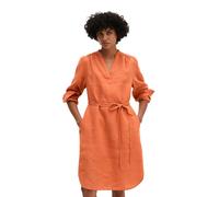 Midikleid MARC O'POLO "mit Taillenbindeband", Damen, Gr. 46, Normalgrößen, warm orange, Obermaterial: 100% Leinen. Futter: 100% Baumwolle, unifarben, loose fit knielang, Manschette, Kleider Midikleid