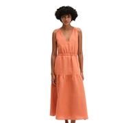 Midikleid MARC O'POLO "mit überkreuzten Trägern", Damen, Gr. 42, Normalgrößen, warm orange, Obermaterial: 100% Leinen. Futter: 100% Baumwolle, unifarben, regular fit wadenlang, V-Ausschnitt, Kleider M