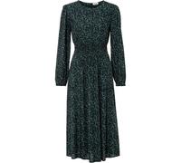 Midikleid BONPRIX "Midikleid mit Blumenprint", Damen, Gr. 36, N-Gr, schwarz (schwarz, petrolgrün geblümt), Obermaterial: 100% Viskose, oversize, Kleider Midikleid, für die Herbstsaison, aus Viskose, O