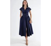 Midikleid mit Gürtel und Hemdkragen